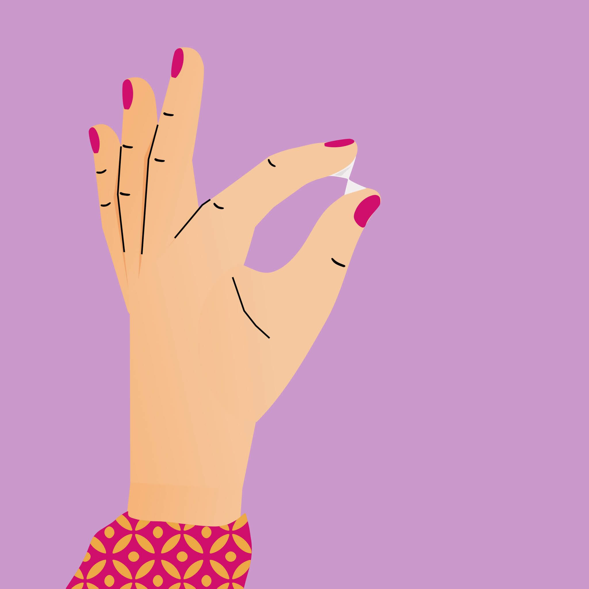 Finger zeigen Zervixschleimkonsistenz nach der Periode