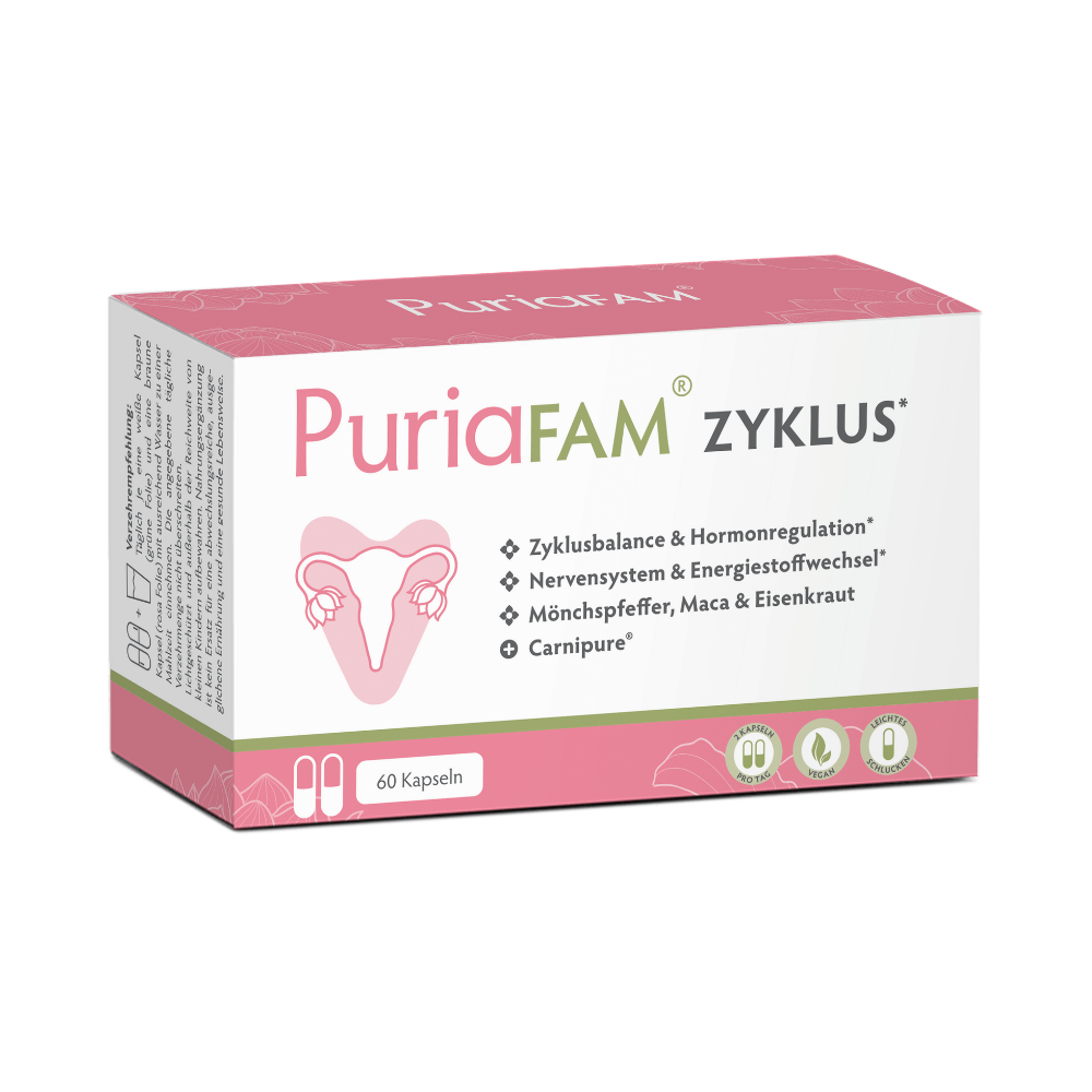 PuriaFAM Zyklus, 60 Kapseln, Vorderseite Verpackung