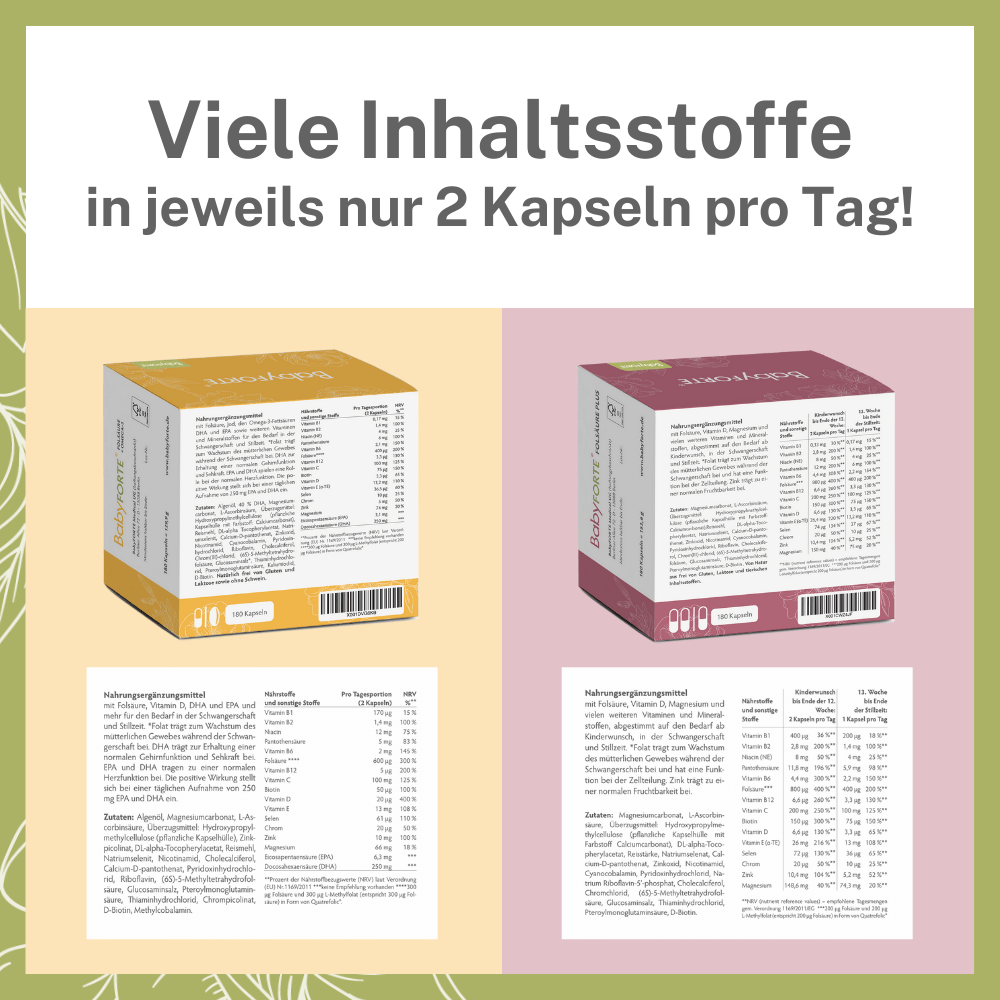 BabyFORTE Kugelzeit oJ – viele Inhaltsstoffe in jeweils nur 2 Kapseln pro Tag!