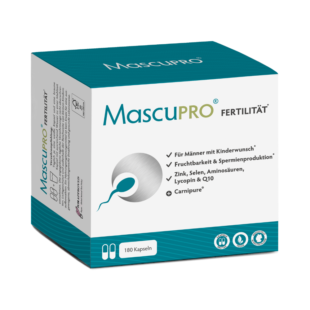 MascuPRO Fertilität, 180 Kapseln, Vorderseite Verpackung