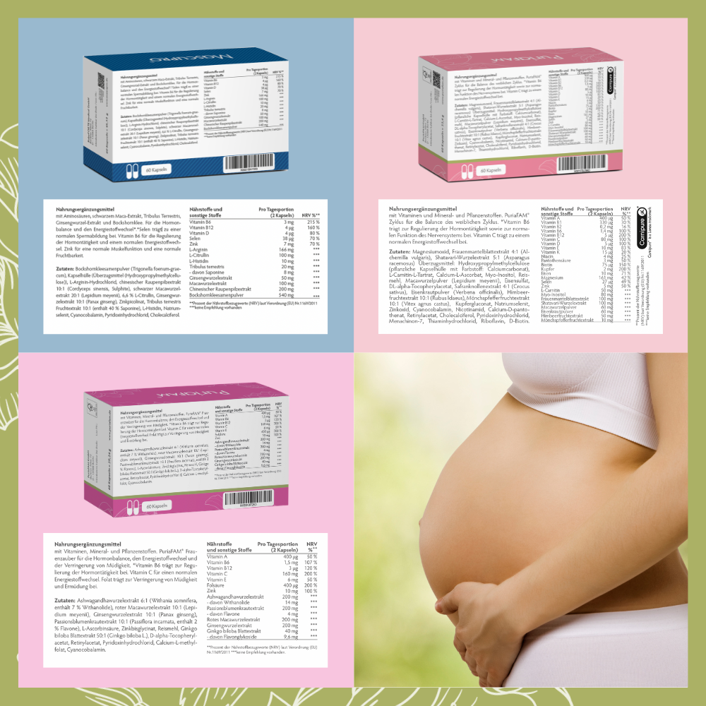 BabyFORTE Kinderwunsch Komplett-Paket oJ – viele Inhaltsstoffe in veganen Kapseln! Mann & Kraft, Zyklus, Frauenzauber